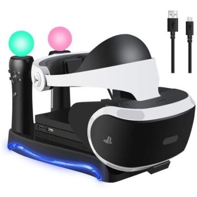 4 en 1 PSVR Présentoir de charge avec support pour casque de stockage PlayStation VR, Chargeur 2 contrôleurs PS Move Station d'accue - Publicité 4 en 1 PSVR Présentoir de charge avec support pour casque de stockage PlayStation VR, Chargeur 2 contrôleurs PS Move Station d'accue - Publicité