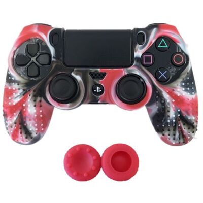 Coque de protection en silicone avec 2 caps pour manette PS4/Slim/Pro - Camouflage rouge Rouge - Publicité Coque de protection en silicone avec 2 caps pour manette PS4/Slim/Pro - Camouflage rouge Rouge - Publicité