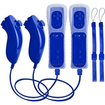 2x 2 en 1 Manette Wiimote Motion Plus intégré et Nunchunk QUMOX compatible pour Nintendo Wii et Wii U -QUMOX® bleu foncée Bleu - Publicité 2x 2 en 1 Manette Wiimote Motion Plus intégré et Nunchunk QUMOX compatible pour Nintendo Wii et Wii U -QUMOX® bleu foncée Bleu - Publicité