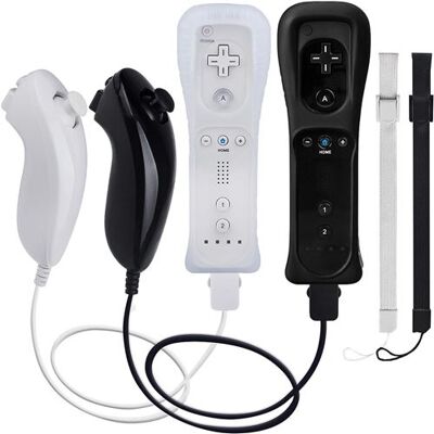2x Manette Wiimote remote et Nunchunk QUMOX Compatible pour Nintendo Wii et Wii U Noire ET blanche - Publicité 2x Manette Wiimote remote et Nunchunk QUMOX Compatible pour Nintendo Wii et Wii U Noire ET blanche - Publicité