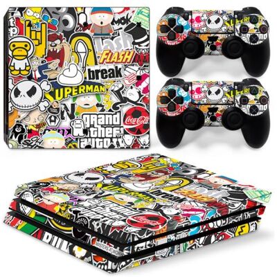 Autocollant Stickers Skin de Protection pour Console et Manette Sony Playstation PS4 Pro #66 - Publicité Autocollant Stickers Skin de Protection pour Console et Manette Sony Playstation PS4 Pro #66 - Publicité