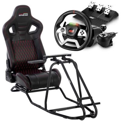 Pack simulateur, siège volant et pédalier RACER PRO pour PC et console - Publicité Pack simulateur, siège volant et pédalier RACER PRO pour PC et console - Publicité