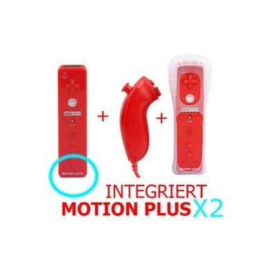 Lot de 2 qumox manette wii motion plus compatible + nunchuck rouge pour wii u wii mini Rouge - Publicité Lot de 2 qumox manette wii motion plus compatible + nunchuck rouge pour wii u wii mini Rouge - Publicité