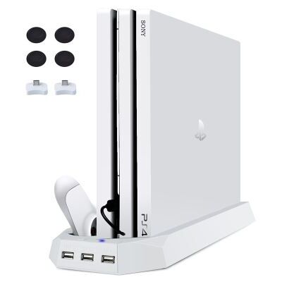 PS4 Pro / PS4 Slim Vertical avec Ventilateur de Refroidisseur, 2 Support Manette PS4 Station de charge Blanc - Publicité PS4 Pro / PS4 Slim Vertical avec Ventilateur de Refroidisseur, 2 Support Manette PS4 Station de charge Blanc - Publicité