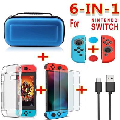 6 en 1 Sac de rangement jeu ensemble d'accessoires pour Nintend Switch - Bleu - Publicité 6 en 1 Sac de rangement jeu ensemble d'accessoires pour Nintend Switch - Bleu - Publicité