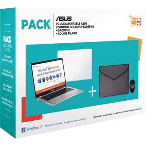 Pack PC Ultra-Portable Asus Vivobook E410MA-BV969WS 14" Intel Celeron 4 Go RAM 64 Go eMMC Blanc + Housse+ Souris filaire Blanc - Publicité