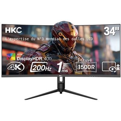 Ecran PC Gaming HKC CG345U 34" Incurvé 200 Hz UWQHD Noir - Publicité Ecran PC Gaming HKC CG345U 34" Incurvé 200 Hz UWQHD Noir - Publicité