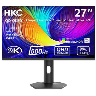 Ecran PC Gaming HKC GS27QHS 27" OLED 500 Hz QHD Gris Gris - Publicité Ecran PC Gaming HKC GS27QHS 27" OLED 500 Hz QHD Gris Gris - Publicité