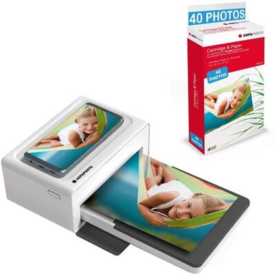 AGFAPHOTO Pack Imprimante Realipix Moments + Cartouches et papiers 40 photos supplementaires - Impression Bluetooth Photo 10x15 cm Smartphone Apple et Android, 4Pass Sublimation Thermique - Blanc Blanco - Publicité AGFAPHOTO Pack Imprimante Realipix Moments + Cartouches et papiers 40 photos supplementaires - Impression Bluetooth Photo 10x15 cm Smartphone Apple et Android, 4Pass Sublimation Thermique - Blanc Blanco - Publicité