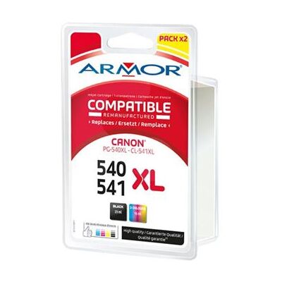 Armor - Pack de 2 - 23 ml - couleur (cyan, magenta, jaune, noir) - compatible - cartouche d'encre (alternative pour : Canon CL-541, Canon PG-540XL) - pour Canon PIXMA GM4050, MG3150, MG3510, MG3550, MG3650, MG4250, MX475, MX535, TS5150, TS5151 - Publicité Armor - Pack de 2 - 23 ml - couleur (cyan, magenta, jaune, noir) - compatible - cartouche d'encre (alternative pour : Canon CL-541, Canon PG-540XL) - pour Canon PIXMA GM4050, MG3150, MG3510, MG3550, MG3650, MG4250, MX475, MX535, TS5150, TS5151 - Publicité