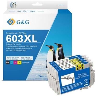 Cartouches compatibles haut de gamme C 13 T 03A94010 / 603XL/603 - multipack 4 cartouches : noire, cyan, magenta, jaune de marque G&G Multicolore - Publicité Cartouches compatibles haut de gamme C 13 T 03A94010 / 603XL/603 - multipack 4 cartouches : noire, cyan, magenta, jaune de marque G&G Multicolore - Publicité
