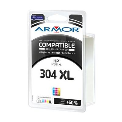 Armor - Couleur (cyan, magenta, jaune) - compatible - remanufacturé - cartouche d'encre (alternative pour : HP 304XL) - pour HP AMP 130; Deskjet 26XX, 37XX; ENVY 50XX - Publicité Armor - Couleur (cyan, magenta, jaune) - compatible - remanufacturé - cartouche d'encre (alternative pour : HP 304XL) - pour HP AMP 130; Deskjet 26XX, 37XX; ENVY 50XX - Publicité