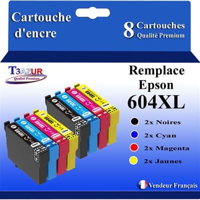 T3AZUR - 8x Cartouches compatibles avec Epson Expression Home XP2200, XP2205, XP3200, XP3205, XP4200, XP4205, 604XL Cyan - Publicité T3AZUR - 8x Cartouches compatibles avec Epson Expression Home XP2200, XP2205, XP3200, XP3205, XP4200, XP4205, 604XL Cyan - Publicité