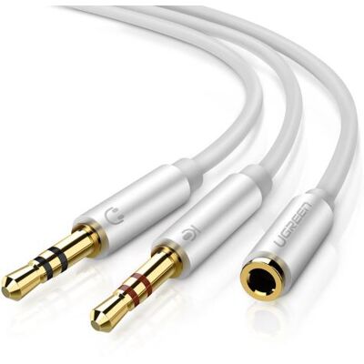 UGREEN Adaptateur Jack Micro Audio Stéréo, femelle vers 2 mâles, en Aluminium, 20cm, blanc - Publicité UGREEN Adaptateur Jack Micro Audio Stéréo, femelle vers 2 mâles, en Aluminium, 20cm, blanc - Publicité