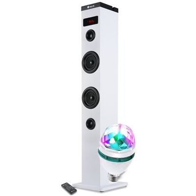 Non communiqué Enceinte colonne Tour de Son Bluetooth 50W NGS SKYCHARM avec Télécommande, Entrée Optique, USB, Radio FM et AUX in, AMPOULE LED - Publicité Non communiqué Enceinte colonne Tour de Son Bluetooth 50W NGS SKYCHARM avec Télécommande, Entrée Optique, USB, Radio FM et AUX in, AMPOULE LED - Publicité