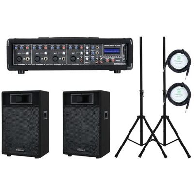 Pronomic - 600W Active Speaker Kit - USB Bluetooth - PA System - Publicité Pronomic - 600W Active Speaker Kit - USB Bluetooth - PA System - Publicité