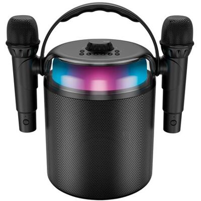 Non communiqué Enceinte Karaoké Bluetooth 5.1 120W avec 2 Micros sans fil LED RVB Ledwood Noir Noir - Publicité Non communiqué Enceinte Karaoké Bluetooth 5.1 120W avec 2 Micros sans fil LED RVB Ledwood Noir Noir - Publicité