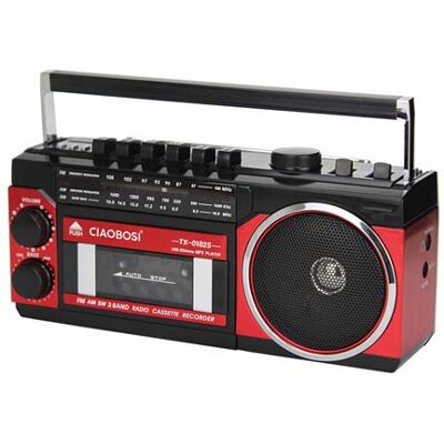 Non communiqué Radio 3 Bandes FM / AM / SW avec Lecteur Cassette et Bluetooth Poignet Solide Noir / Rouge noir - Publicité Non communiqué Radio 3 Bandes FM / AM / SW avec Lecteur Cassette et Bluetooth Poignet Solide Noir / Rouge noir - Publicité