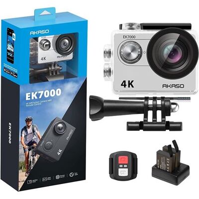 Non communiqué AKASO EK7000 Camera Sport 4K30FPS Caméra d'action 170° HD sous-Marine 20 MP WiFi Caméra de Sport (Argent) - Publicité Non communiqué AKASO EK7000 Camera Sport 4K30FPS Caméra d'action 170° HD sous-Marine 20 MP WiFi Caméra de Sport (Argent) - Publicité