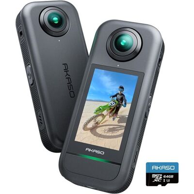 Non communiqué AKASO 360 - Camera Sport à 360° avec Carte Mémoire 64 Go, 5.7K 360 Vidéo, Capteurs 48MP 1/2" , 72MP, SuperSmooth Écran Tactile Noir Noir - Publicité Non communiqué AKASO 360 - Camera Sport à 360° avec Carte Mémoire 64 Go, 5.7K 360 Vidéo, Capteurs 48MP 1/2" , 72MP, SuperSmooth Écran Tactile Noir Noir - Publicité
