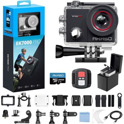 Non communiqué AKASO EK7000 Pro Caméra Sport 4K avec Carte MicroSDXC 256GB, 20MP WiFi Ecran Tactile, EIS Stabilisateur, Télécommande Étanche 40M - Publicité Non communiqué AKASO EK7000 Pro Caméra Sport 4K avec Carte MicroSDXC 256GB, 20MP WiFi Ecran Tactile, EIS Stabilisateur, Télécommande Étanche 40M - Publicité