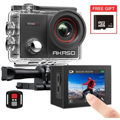Non communiqué Caméra Sport AKASO EK7000 Pro SE 4K30FPS 20MP Ecran LCD Tactile 170° Angle Réglable étanche 40m Avec 32Go Carte mémoire Noir Noir - Publicité Non communiqué Caméra Sport AKASO EK7000 Pro SE 4K30FPS 20MP Ecran LCD Tactile 170° Angle Réglable étanche 40m Avec 32Go Carte mémoire Noir Noir - Publicité