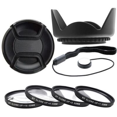 Xit Kit 62mm Pare Soleil et Lens Cap + 4 Filtres Close Up et Dragonne pour NIKKOR, Nikon, Fujinon, Sony - Publicité Xit Kit 62mm Pare Soleil et Lens Cap + 4 Filtres Close Up et Dragonne pour NIKKOR, Nikon, Fujinon, Sony - Publicité