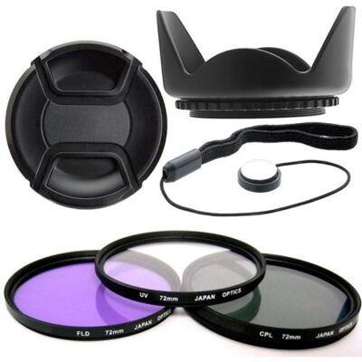 Xit Kit 72mm Pare Soleil + UV CPL FLD + Lens Cap + Dragonne pour Canon Rebel EOS, Nikon, Pentax, Sony, Sigma. Publicité Xit Kit 72mm Pare Soleil + UV CPL FLD + Lens Cap + Dragonne pour Canon Rebel EOS, Nikon, Pentax, Sony, Sigma. Publicité