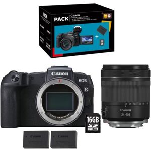 Pack Fnac Appareil photo hybride Canon EOS RP + RF 24-105mm f/4-7.1 IS STM + Seconde Batterie LP-E17 + Carte SD 16GB noir Noir - Publicité