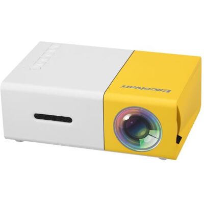 Excelvan Mini projecteur à la maison 320 * 240p Soutien 1080p AV, USB, carte SD, interface HDMI blanc et jaune Blanc - Publicité Excelvan Mini projecteur à la maison 320 * 240p Soutien 1080p AV, USB, carte SD, interface HDMI blanc et jaune Blanc - Publicité