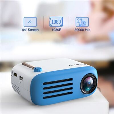 Vidéoprojecteur pour Enfants Excelvan YG200 94 LED LCD 320*240 50 Lumens Multimédia, avec Interface TF AV USB HDMI, Version Européenne, Azul - Publicité Vidéoprojecteur pour Enfants Excelvan YG200 94 LED LCD 320*240 50 Lumens Multimédia, avec Interface TF AV USB HDMI, Version Européenne, Azul - Publicité