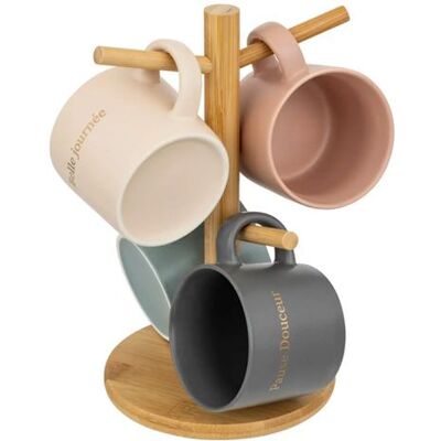 Non communiqué Secret de Gourmet - Lot de 4 Mugs sur Rack "Belle Journée" 20cl Multicolore Multicolore - Publicité Non communiqué Secret de Gourmet - Lot de 4 Mugs sur Rack "Belle Journée" 20cl Multicolore Multicolore - Publicité