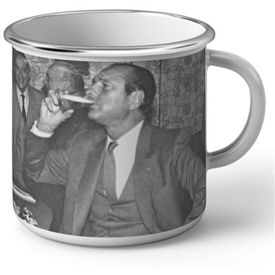 Non communiqué Fabulous Mug en métal émaille Jacques Chirac Boit de la Bière Blanc - Publicité Non communiqué Fabulous Mug en métal émaille Jacques Chirac Boit de la Bière Blanc - Publicité