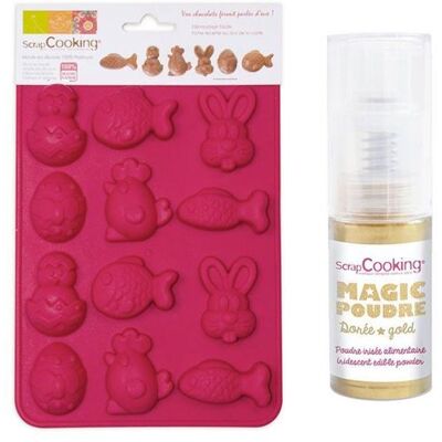 Scrapcooking Moule Chocolats de Pâques + 1 poudre alimentaire irisée dorée Multicolore - Publicité Scrapcooking Moule Chocolats de Pâques + 1 poudre alimentaire irisée dorée Multicolore - Publicité