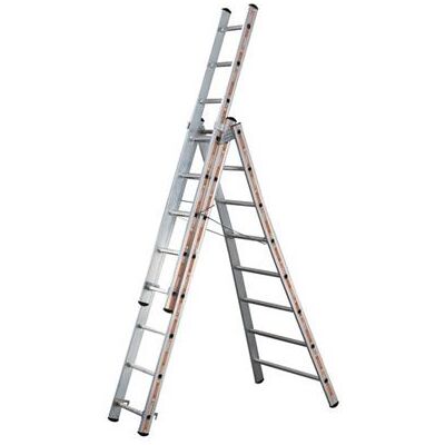 Tubesca - Echelle transformable Alu 3x8 échelons Haut. accès 6,05m - PRONOR TUBESCA COMABI - Publicité Tubesca - Echelle transformable Alu 3x8 échelons Haut. accès 6,05m - PRONOR TUBESCA COMABI - Publicité