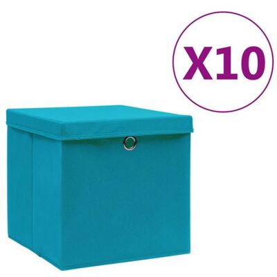 Non communiqué Boîtes de rangement avec couvercles 10pcs 28x28x28cm Bleu azuré Bleu - Publicité Non communiqué Boîtes de rangement avec couvercles 10pcs 28x28x28cm Bleu azuré Bleu - Publicité