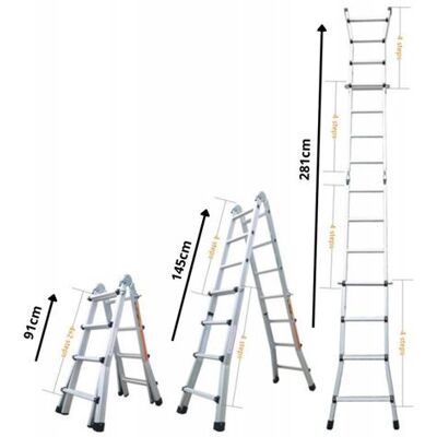 SECURY-T - Scala - Aluminium 6063 - 4x3 marches - 2,81 m - Publicité SECURY-T - Scala - Aluminium 6063 - 4x3 marches - 2,81 m - Publicité