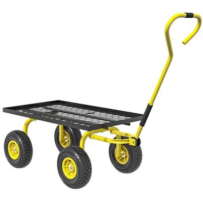 Non communiqué Chariot de transport jardin remorque à main charrette à bras 4 roues charge max. 150 Kg acier noir jaune - Publicité Non communiqué Chariot de transport jardin remorque à main charrette à bras 4 roues charge max. 150 Kg acier noir jaune - Publicité