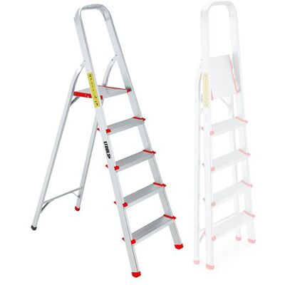 Non communiqué Escabeau avec 5 marches BM TOOLS BMT-ESC5-ALU - Haut. de travail : 99 cm - prend peu de place et se range facilement - en ALU - Publicité Non communiqué Escabeau avec 5 marches BM TOOLS BMT-ESC5-ALU - Haut. de travail : 99 cm - prend peu de place et se range facilement - en ALU - Publicité