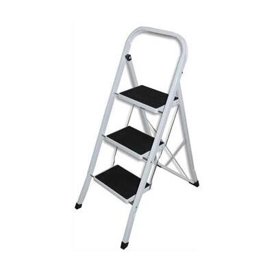 VISIODIRECT Escabeau 3 marches noires en acier laqué epoxy blanc marches caoutchouc, Dimentions : L 46,5 x H 116,5 x P 74 cm - Publicité VISIODIRECT Escabeau 3 marches noires en acier laqué epoxy blanc marches caoutchouc, Dimentions : L 46,5 x H 116,5 x P 74 cm - Publicité