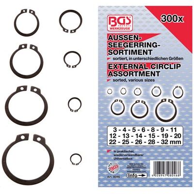 circlips exterieurs de 3 a 32 assortiment de 300 circlips - Bgs Technic - Publicité circlips exterieurs de 3 a 32 assortiment de 300 circlips - Bgs Technic - Publicité