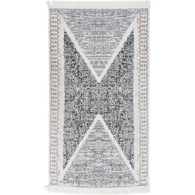Tapis en coton noir et gris vidaXL - 120x180 cm - Tapis intérieur réversible - Publicité Tapis en coton noir et gris vidaXL - 120x180 cm - Tapis intérieur réversible - Publicité