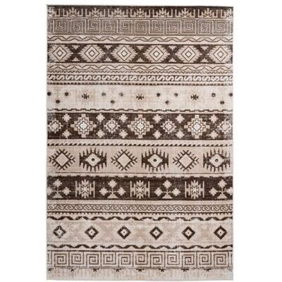 Tapis vintage Taupe Ariya de Kayoom - Tapis plat motif ethnique - Publicité Tapis vintage Taupe Ariya de Kayoom - Tapis plat motif ethnique - Publicité