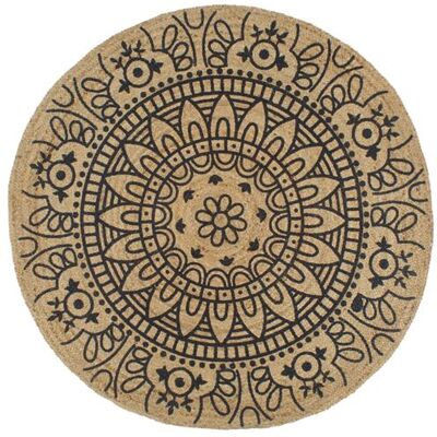 Tapis en jute fait main vidaXL avec motif bleu foncé - Tapis - Publicité Tapis en jute fait main vidaXL avec motif bleu foncé - Tapis - Publicité
