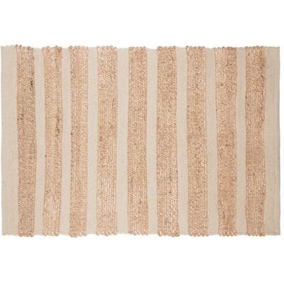 Atmosphera - Tapis en jute naturel rayures Box - L. 90 x l. 60 cm - Blanc - Box Blanc - Publicité Atmosphera - Tapis en jute naturel rayures Box - L. 90 x l. 60 cm - Blanc - Box Blanc - Publicité