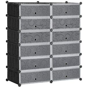 Non communiqué Meuble de rangement - meuble à chaussures modulable 12 casiers avec portes et étagères - dim. 94L x 37l x 108H cm - PP noir blanc Blanc - Publicité Non communiqué Meuble de rangement - meuble à chaussures modulable 12 casiers avec portes et étagères - dim. 94L x 37l x 108H cm - PP noir blanc Blanc - Publicité