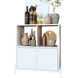 Non communiqué Buffet Armoire 2 Portes 4 Niches Blanc sur PIeds Métal Ronds L 74.5 H 79 P 35 cm - L 74.5 x l 35 x H 79 cm blanc - Publicité Non communiqué Buffet Armoire 2 Portes 4 Niches Blanc sur PIeds Métal Ronds L 74.5 H 79 P 35 cm - L 74.5 x l 35 x H 79 cm blanc - Publicité