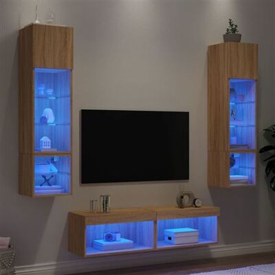 Non communiqué vidaXL Unités Murales TV avec LED 6 pcs, Armoires de Télévision Suspendues, Meubles Télé de Salon, Moderne, Chêne Sonoma Bois d'Ingénierie Marron - Publicité Non communiqué vidaXL Unités Murales TV avec LED 6 pcs, Armoires de Télévision Suspendues, Meubles Télé de Salon, Moderne, Chêne Sonoma Bois d'Ingénierie Marron - Publicité