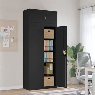 Non communiqué vidaXL Classeur noir 90x40x220 cm acier, armoire à dossiers, armoire de rangement, armoire de bureau, armoire de classement, unité de rangement Noir - Publicité Non communiqué vidaXL Classeur noir 90x40x220 cm acier, armoire à dossiers, armoire de rangement, armoire de bureau, armoire de classement, unité de rangement Noir - Publicité