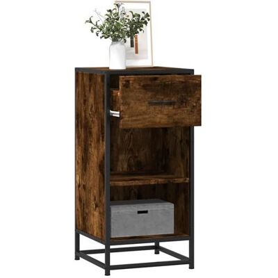 Non communiqué Buffet chêne fumé 35,5x35x76 cm bois d ingénierie et métal Bois - Publicité Non communiqué Buffet chêne fumé 35,5x35x76 cm bois d ingénierie et métal Bois - Publicité